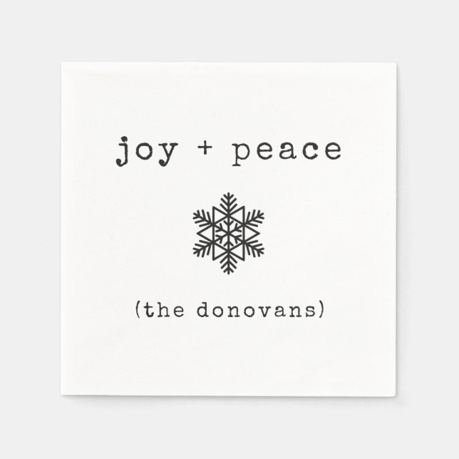 Modern Typewriter | Black and White Christmas Napkin (Front)