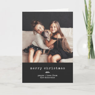 Modern Typewriter   Black and White Holiday Photo Card