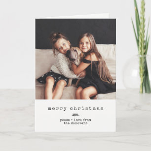 Modern Typewriter   Black and White Holiday Photo Card