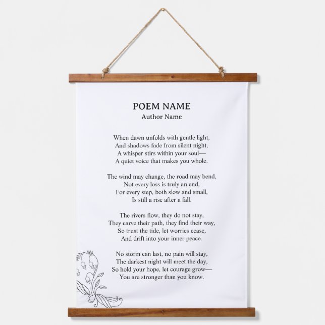 Modern Typewriter Custom Poem Personalised Print Hanging Tapestry (Front)