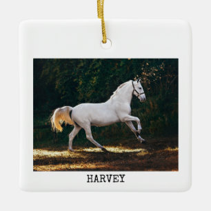 Modern Typewriter Your Horse Photo Christmas Ceramic Ornament
