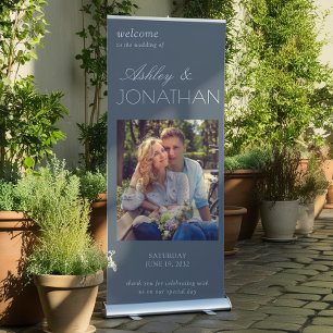 Modern Typographic-Centric Photo Wedding Retractable Banner