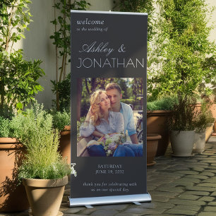 Modern Typographic-Centric Photo Wedding Retractable Banner