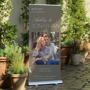 Modern Typographic-Centric Photo Wedding Retractable Banner