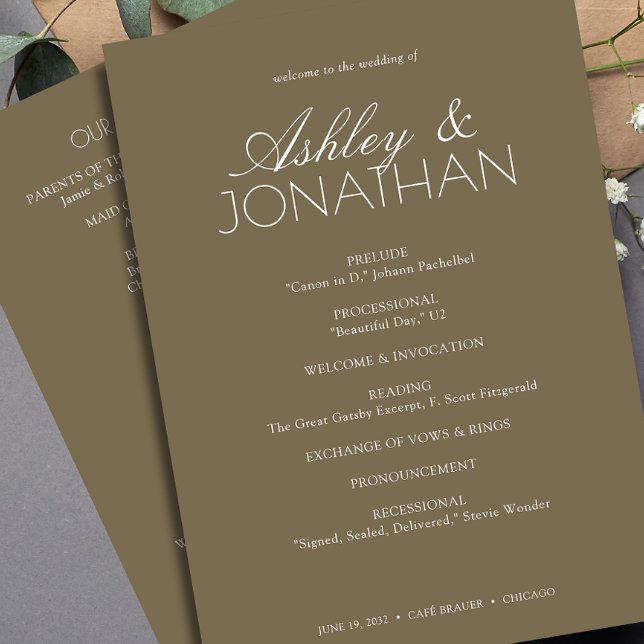 Modern Typographic-Centric Wedding Programme (Creator Uploaded)