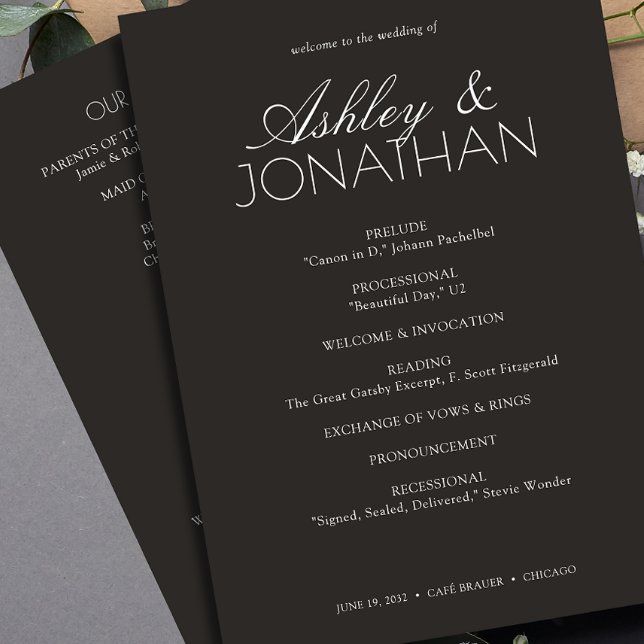 Modern Typographic-Centric Wedding Programme (Creator Uploaded)