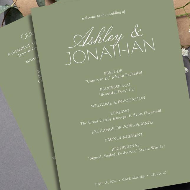 Modern Typographic-Centric Wedding Programme (Creator Uploaded)