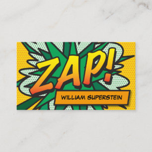 Modern Typographic Fun Comic Book ZAP Business Card