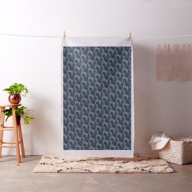 Modern Typographic Great Dane illustration  Fabric (In Situ)
