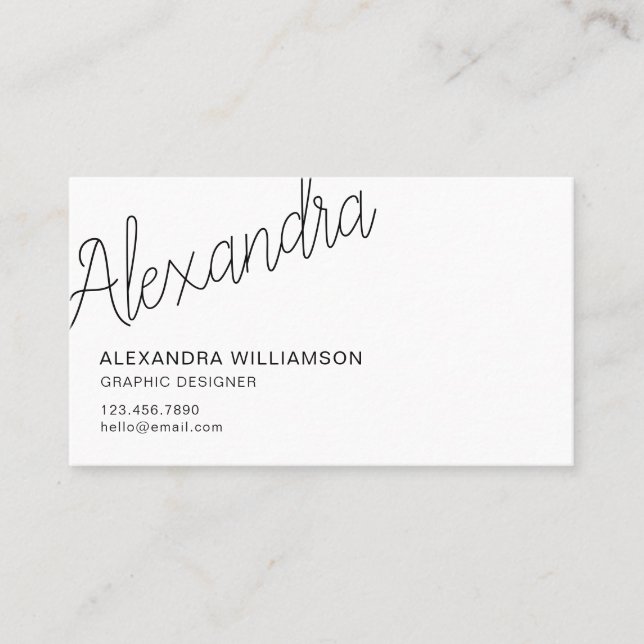 Modern Typographic Minimal Black And White Business Card (Front)