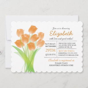 Modern Typographic Orange Tulip Bridal Shower Invitation