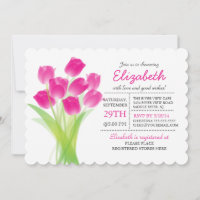 Modern typographic Pink Tulip Bridal Shower