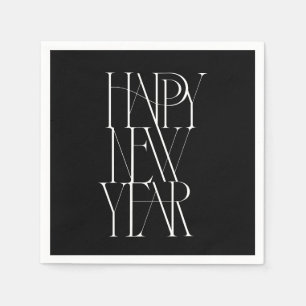 Modern, typographic stack Nappy New Year design Napkin