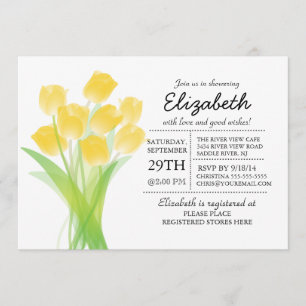 Modern Typographic Yellow Tulip Baby Shower Invitation