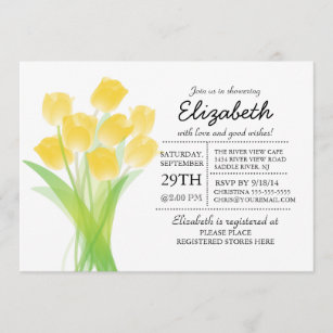 Modern Typographic Yellow Tulip Bridal Shower Invitation