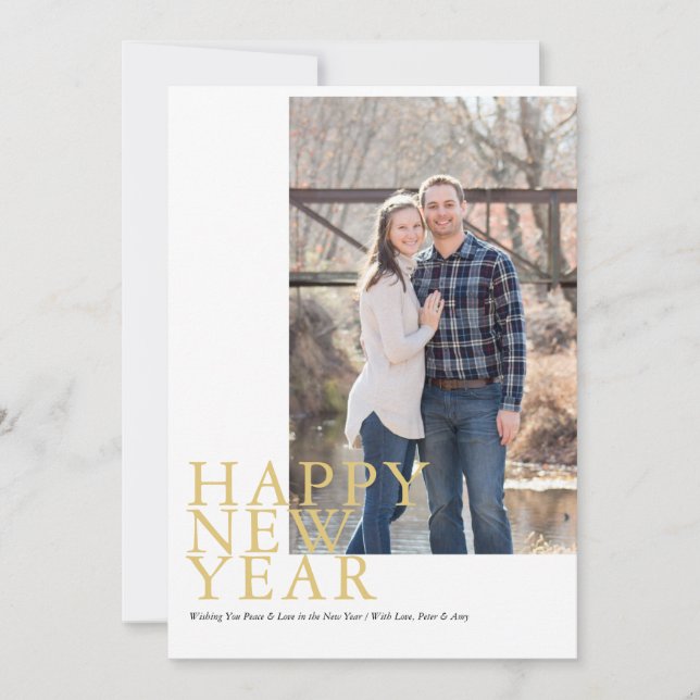 Modern Typographical New Year Photo Card (Front)