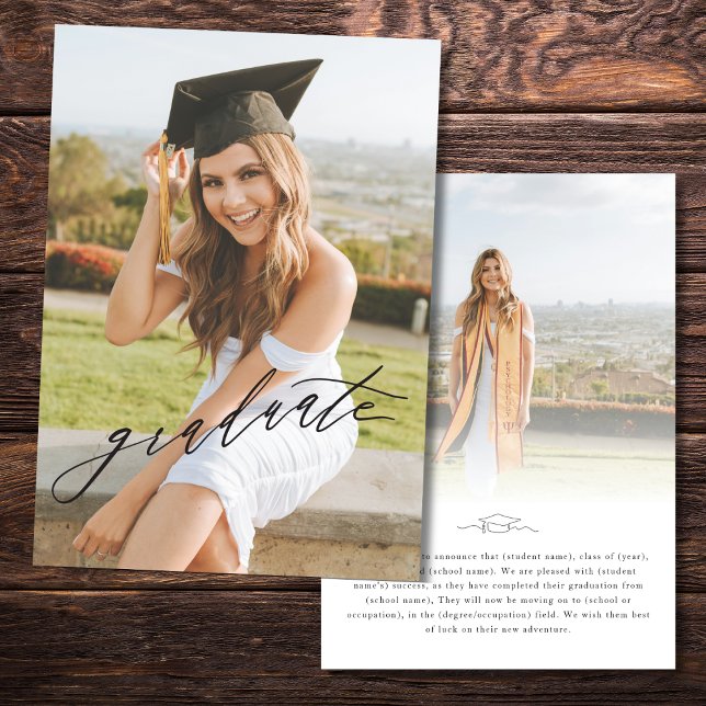Modern Typography 2 Photo Graduation Announcement (Creator Uploaded)