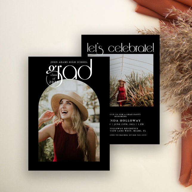 Modern Typography 2 Photo Graduation Invitation (Creator Uploaded)