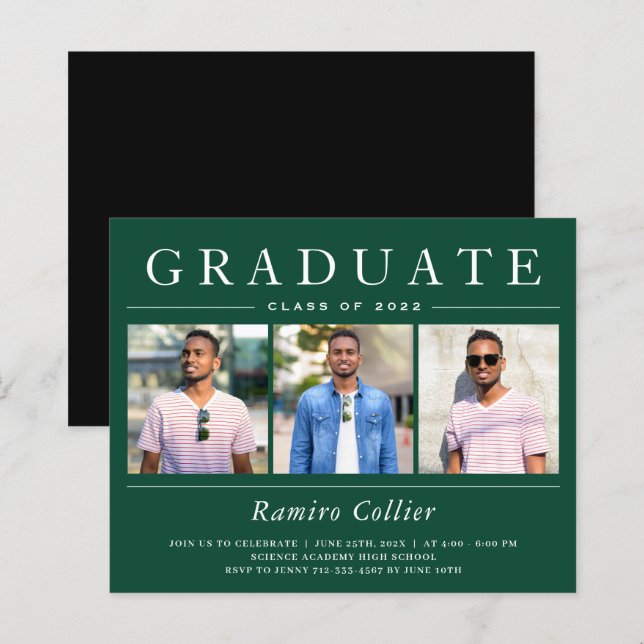Modern Typography 3 Photo Graduation Celebration (Front/Back)