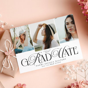Modern Typography 4 Photos Elegant Graduation Invitation
