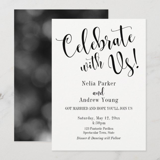 Modern Typography After Wedding Celebration Invitation (Front/Back)
