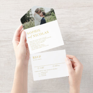 Modern Typography and Handwritting Photo Wedding All In One Invitation