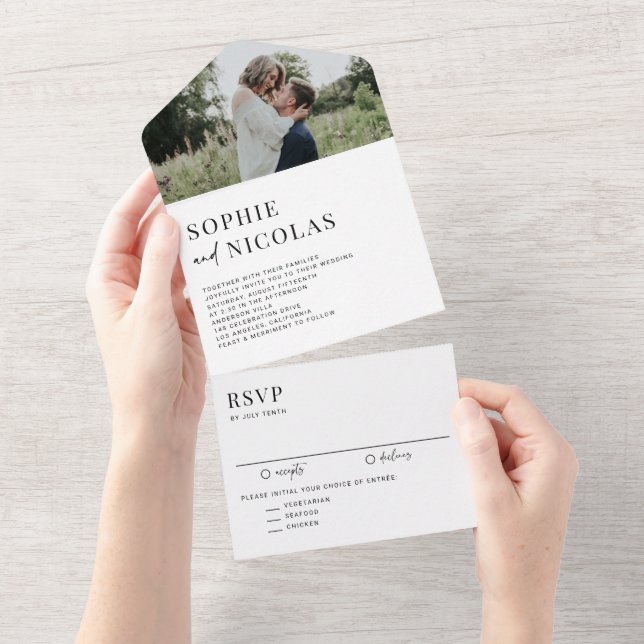 Modern Typography and Handwritting Photo Wedding All In One Invitation (Tearaway)