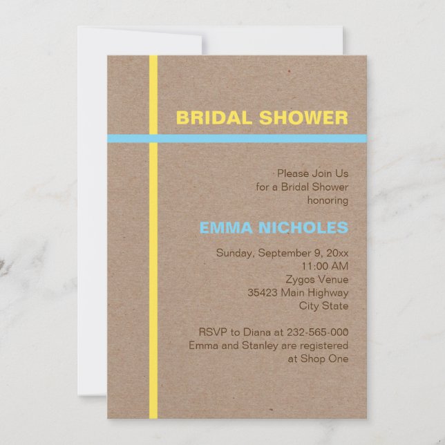 Modern typography and stripes rustic bridal shower invitation (Front)