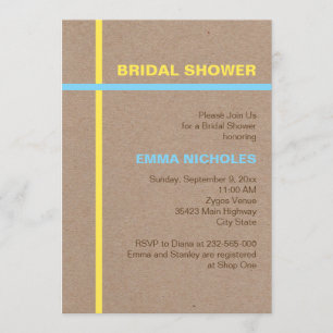 Modern typography and stripes rustic bridal shower invitation