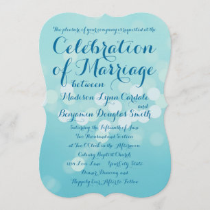Modern Typography Aqua Blue Wedding Invitations