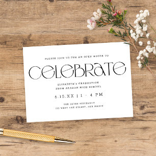 Modern Typography B + W Graduation Party Enclosure Card