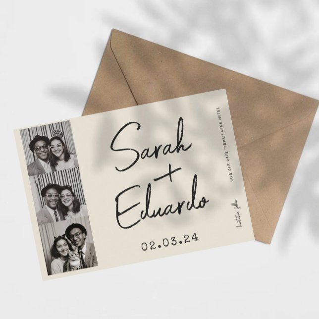 Modern Typography B&W Save the date Photo Qr Code  (Creator Uploaded)