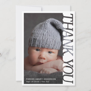 Modern Typography Baby Thank You 2 Photo Card