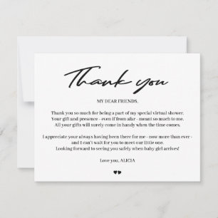 Modern typography baby virtual shower thank you