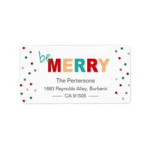 Modern Typography Be Merry Christmas Confetti Label