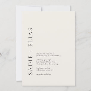 Modern Typography Beige Elegant Wedding Invitation