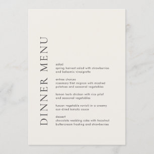 Modern Typography Beige Elegant Wedding Menu