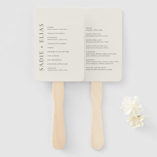 Modern Typography Beige Elegant Wedding Program Hand Fan