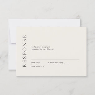 Modern Typography Beige Elegant Wedding RSVP Card