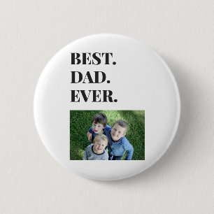 Modern Typography Best Dad Ever Kids Photo 6 Cm Round Badge