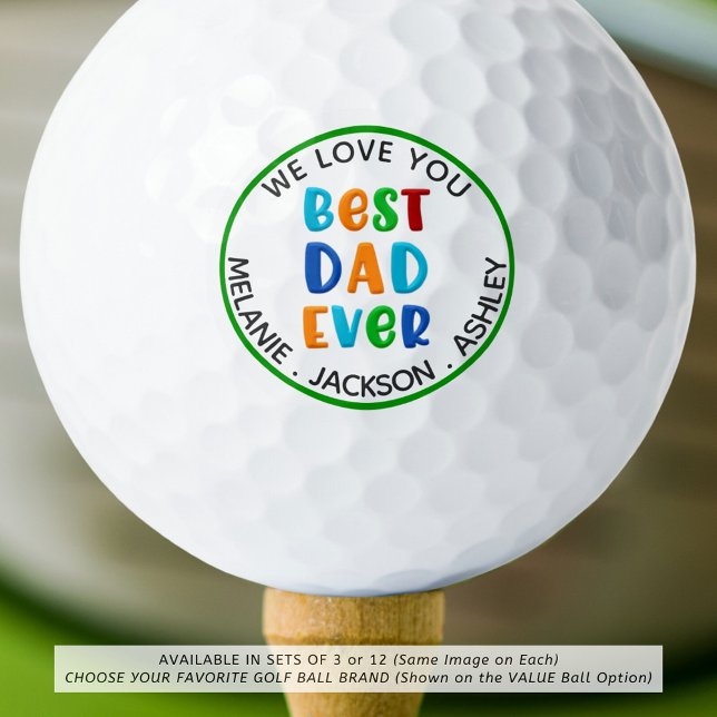Modern Typography BEST DAD EVER Photo Personalised Golf Balls (Creator Uploaded)