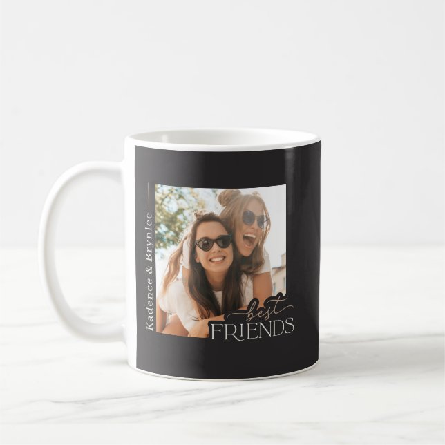 Modern Typography Best Friends Photo Coffee Mug (Left)