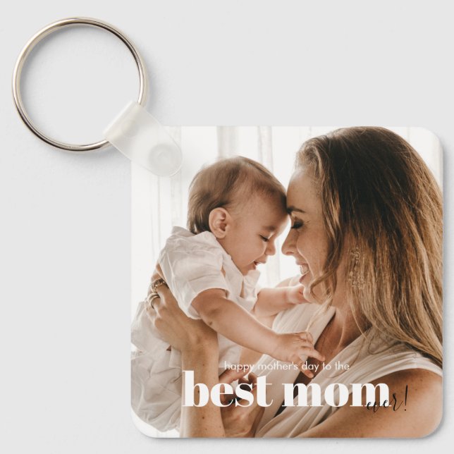 Modern Typography Best Mum Ever Photo Key Ring (Front)