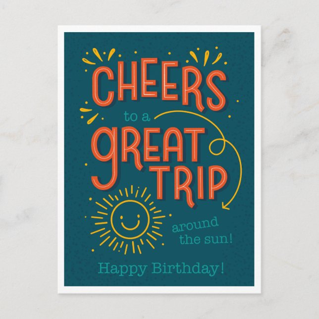 Modern Typography Birthday Postcard (Front)