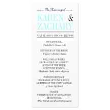 Modern Typography Black and Aqua Wedding Program