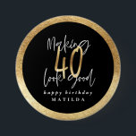Modern typography black and gold 40th birthday<br><div class="desc">Modern typography black and gold 40th birthday party buttons</div>