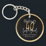 Modern typography black and gold 40th birthday key ring<br><div class="desc">Modern typography black and gold 40th birthday party keyrings</div>
