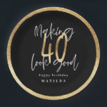 Modern typography black and gold 40th birthday paper plate<br><div class="desc">Modern typography black and gold 40th birthday party paper plates</div>