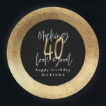 Modern typography black and gold 40th birthday paper plate<br><div class="desc">Modern typography black and gold 40th birthday party paper plates</div>