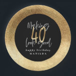 Modern typography black and gold 40th birthday paper plate<br><div class="desc">Modern typography black and gold 40th birthday party paper plates</div>